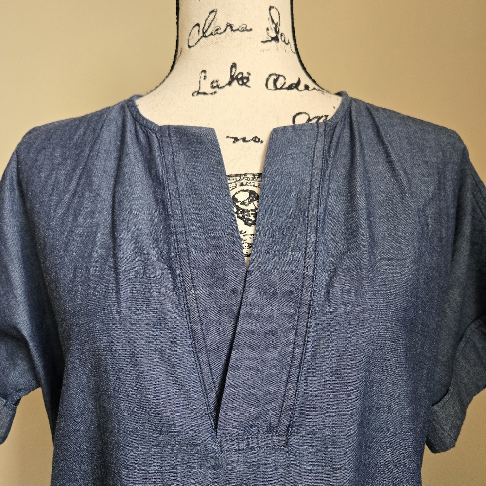 Atm Blue Chambray Mini Dress Basic Minimalist Sho… - image 2